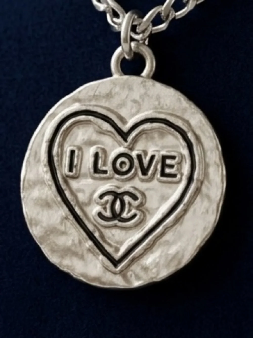 Silver Heart Charm Chain Bracelet “I LOVE CC”